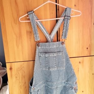 Forever 21 Premium Denim Blue & White Striped Denim Dungarees in size 28